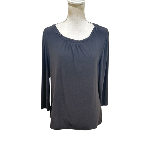 Tahari arthur levine Black stretchy lightweight Top 3/4 sleeves size xl - Picture 1 of 8